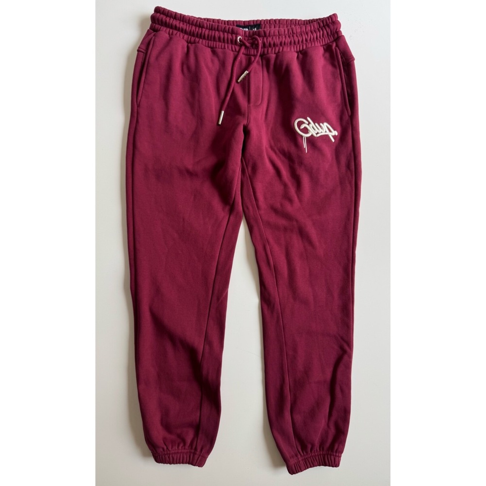 GEEDUP Handstyle Logo‎ Trackpants Mens XL Maroon Cream Sweats Streetwear Urban
